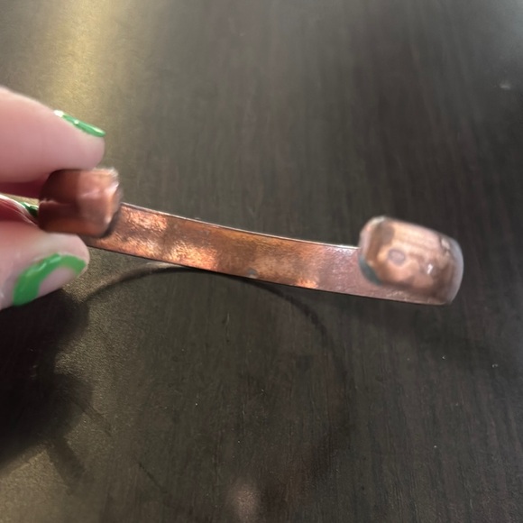 Brown Minimalist Copper Cuff Bracelet - Picture 3 of 7